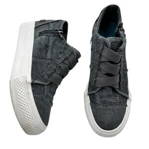 Blowfish Dark Gray Mamba Wedge Slip On Canvas Sneakers Women's Size 7.5